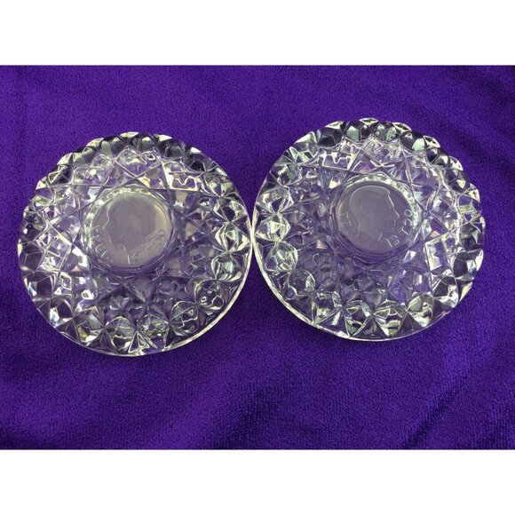 King George VI And Queen Elizabeth Bagley Glass Ashtrays 1937 Set 2 Royal Family - Picture 3 of 12